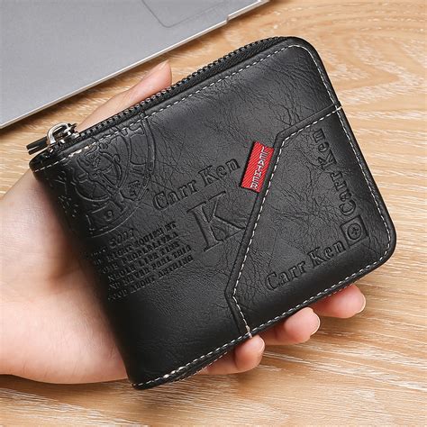 1 Piece Men's Business Zipper Short Wallet Youth Fashion Stitching ...