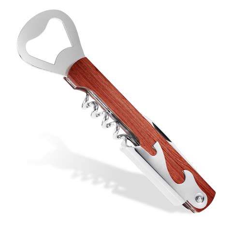 multi tool corkscrew    bottle opener solid wood wine opener