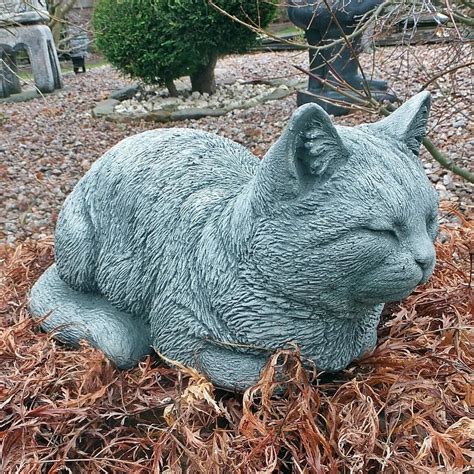 Stone Garden Cat Cement Cat Statue Concrete Cat Sculpture - Etsy