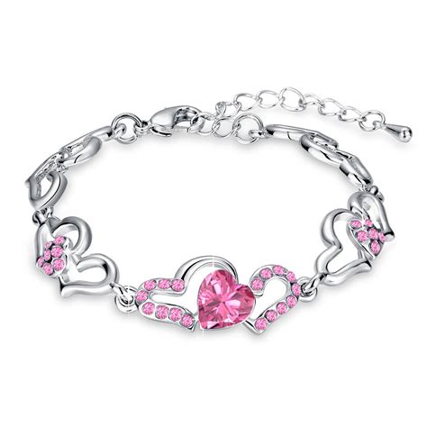 Buy Oviya Rhodium Plated Valentine Collection Lovely Heart Link
