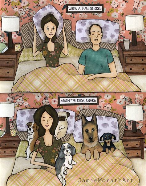 When They Snore, funny dog wall art print