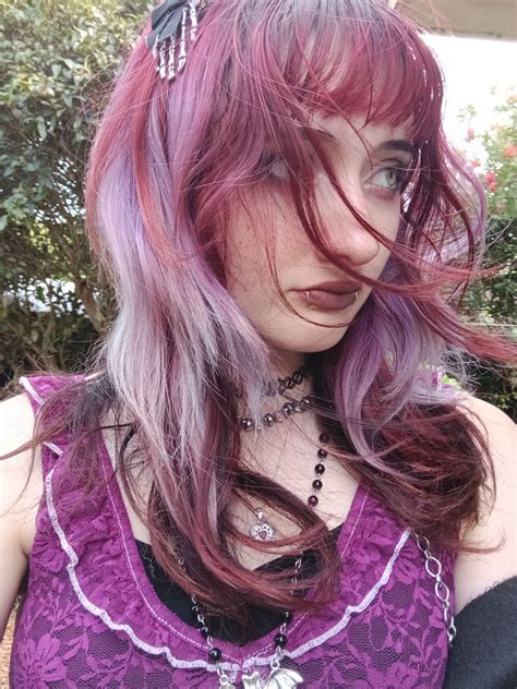 whimsigoth emo alt whimsical goth ootd purple lavender hair dye