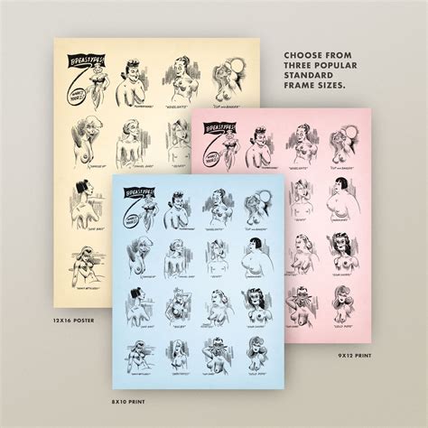 boobs breast types chart fun vintage bathroom print  etsy australia