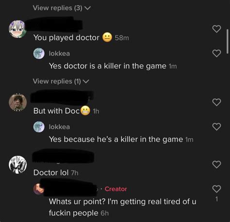 Dbd tik tok shaming a doctor for playing the doctor : r/deadbydaylight