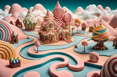 Premium Photo | Fantasy sweet candy land Neural network AI generated