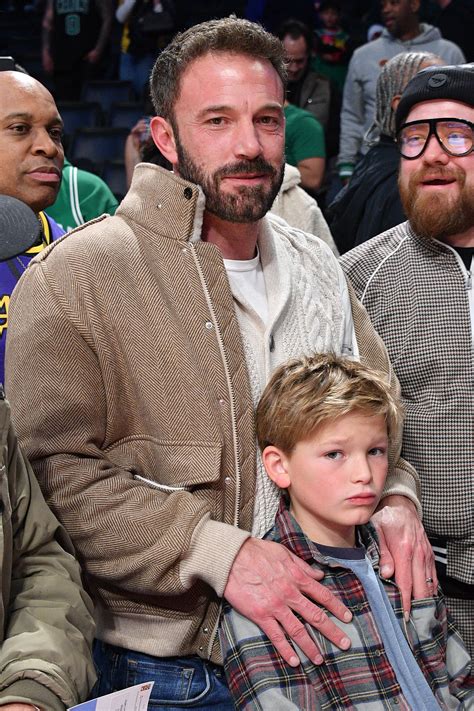 Ben and Samuel Affleck at a basketball game between the Los Angeles