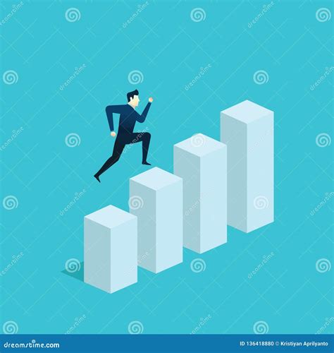 business man concept illustration jump finance chart stock vector