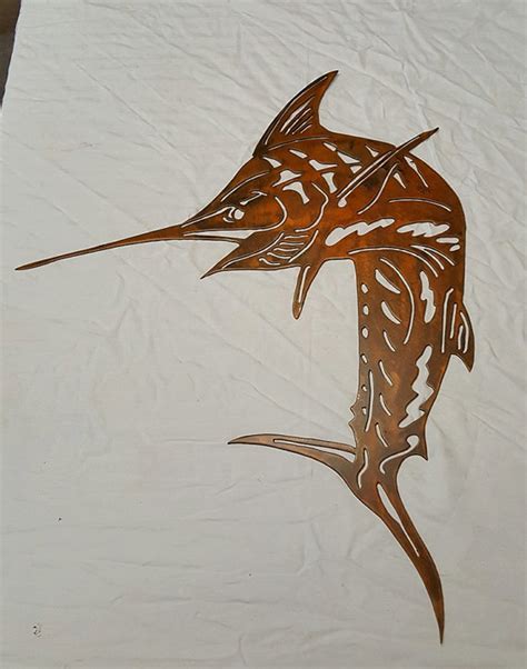 a drawing of a marlin fish on a white sheet with brown lines in it