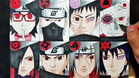 Drawing Sharingan characters - YouTube