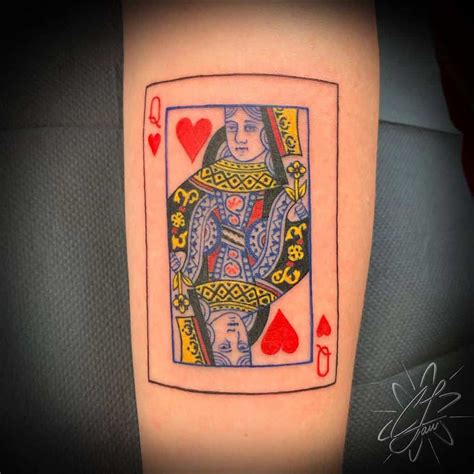 queen  hearts playing card tattoo queen  hearts playing card