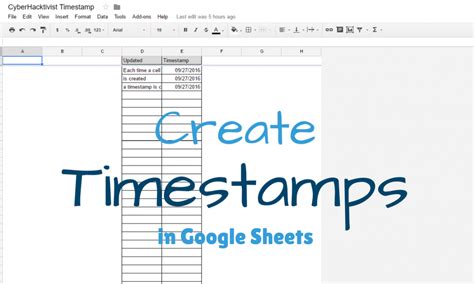 Create a timestamp when a cell is updated in Google Sheets ...