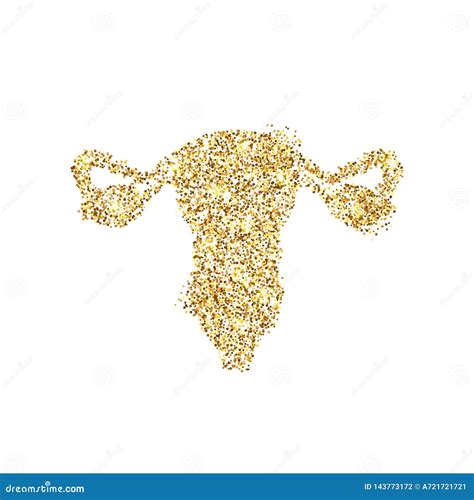 Gold Glitter Icon of Vulva Isolated on Background. Art Creative Concept