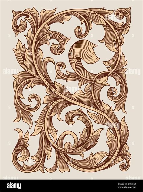 Vintage gold baroque frame leaf scroll floral ornament engraving ...