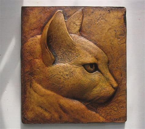 Объемные картины из бетона в виде настенной плитки | Cat art, Animal ...
