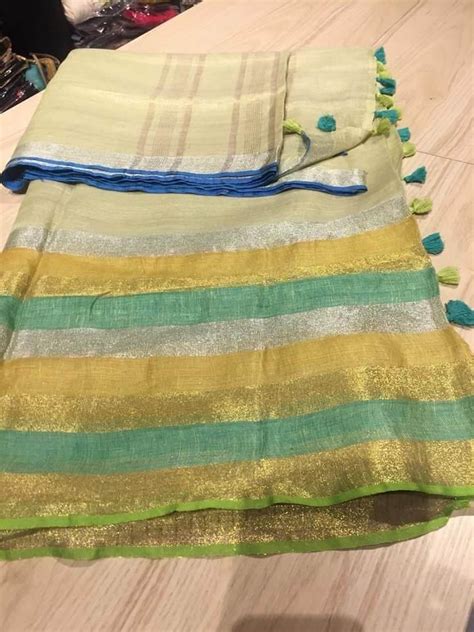 Saree Linen Yellow (LN1105) - Angels Fashion