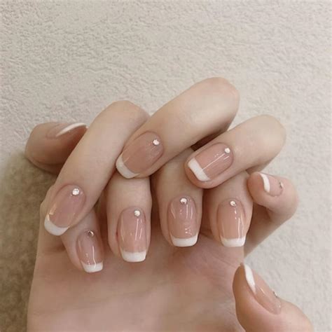 24 шт./компл. наклейки для ногтей с короткими белыми краями и ...