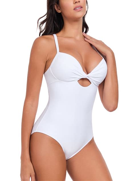 RELLECIGA Women's Push Up Twist Front One Piece Cutout Swimsuit Bathing