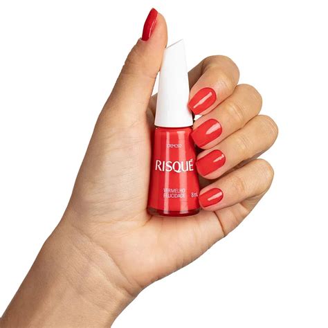 Esmaltes Vermelhos Risque - ESMALTE RISQUE VERMELHO FELICIDADE - Atacadão dos esmaltes
