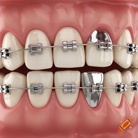 close   teeth  braces  silver fillings  craiyon