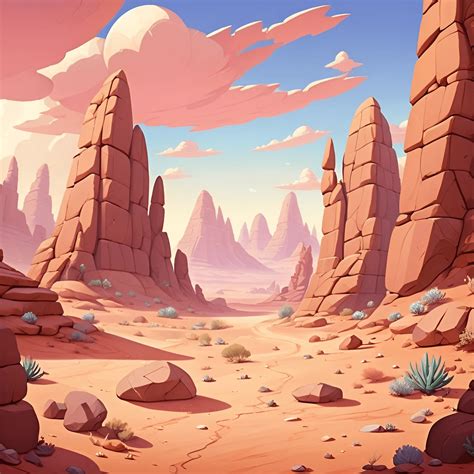Desert Landscape with Towering Rock Formations - Free Download - AI