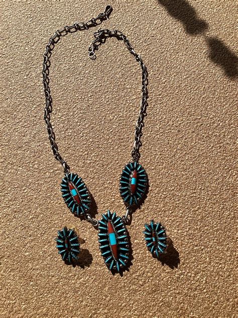 Navajo sterling silver indian jewelry vintage Necklac… - Gem
