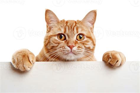 adorable ginger cat peeking  edge  png