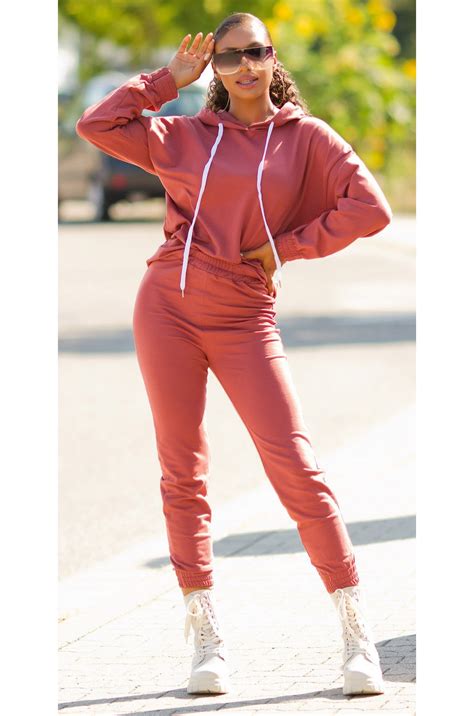 trening dama casual bumbac maro light cu gluga abbey jojofashionro