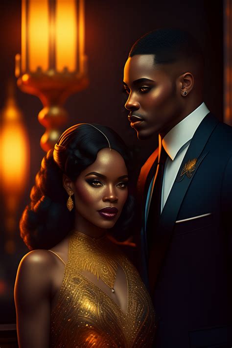 Lexica - A beautiful classy partying black couple, dimly lit upscale