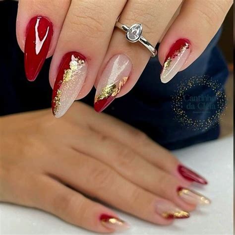 Unha Vermelha E Dourada - Unhas Vermelhas E Douradas As Unhas Vermelhas Escuras Perfeitas Para A