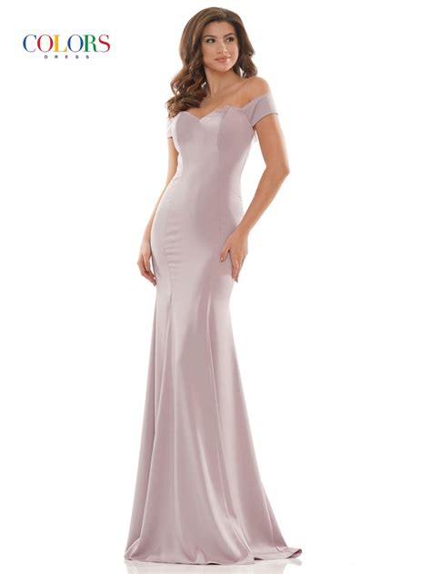 Black Colors 1768 Colors Long Formal Fitted Bridesmaid Dress - Formal