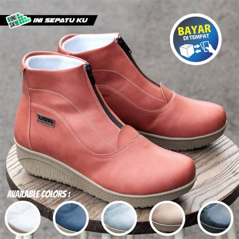 sepatu boots wanita lavio vanilla orchid boot cewek korea resleting