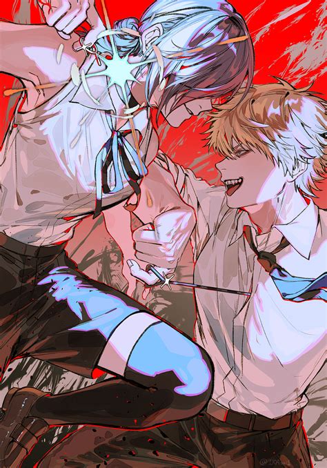 reze and denji (chainsaw man) drawn by ikaooi1 | Danbooru