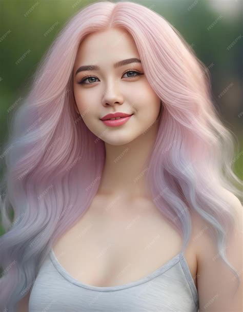 Premium Photo | Portrait of beautiful girl with long pink hair Girl