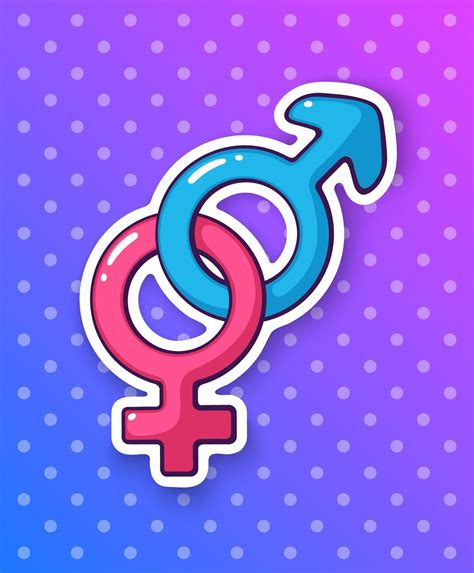 Cartoon sticker with heterosexual gender symbol 23157401 Vector Art at