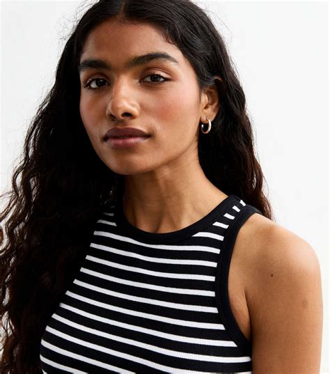 Petite Black Striped Racer Vest Top | New Look