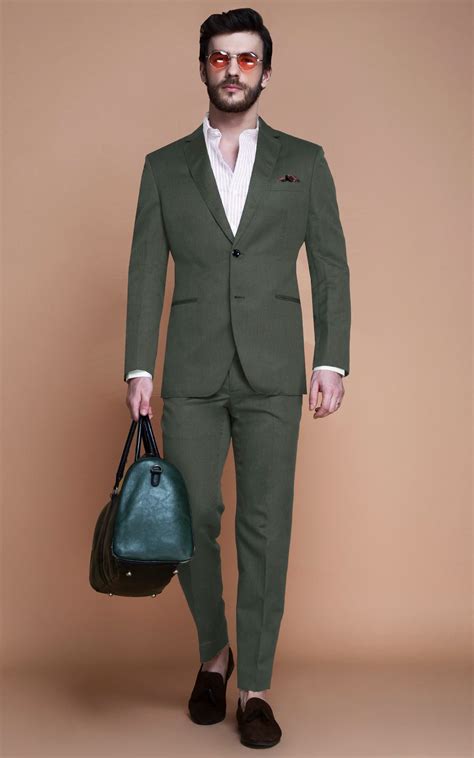 Khaki Green Linen Suit - A.i. Perfect Fits