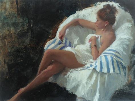 michael alford sleeping nude white fabric female figurative oil