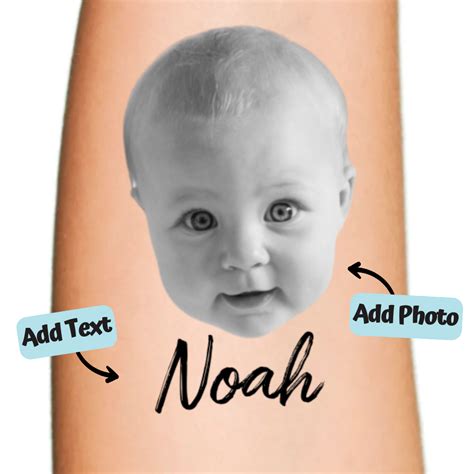 face cut  photo  custom text temporary tattoo grayscale inkbond