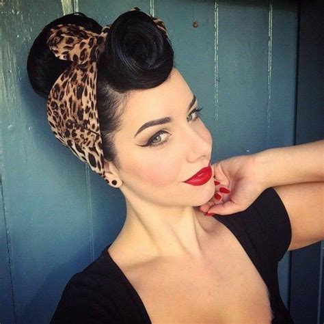 rockabilly hair, smiling woman with black hair, victory roll curled ...