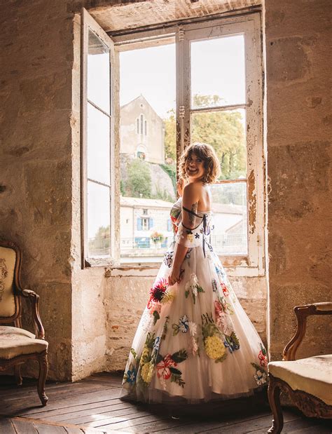 The Bride Wore the Most Spectacular Custom Floral Dress at this French