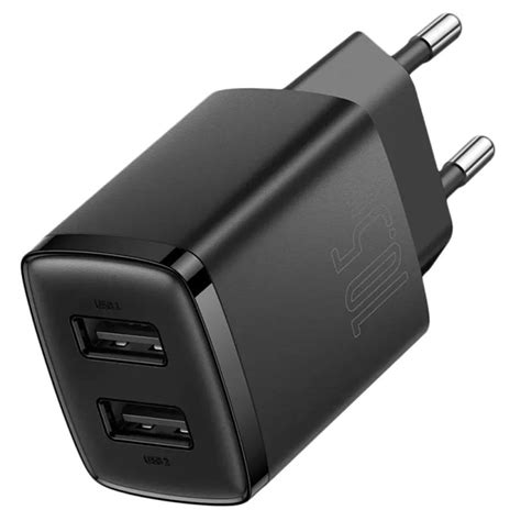 ᐉ Зарядное устройство для телефона Baseus Compact Charger 2хUSB Черный ...