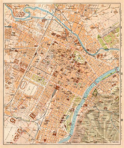 Torino Map Old City Plan of Torino Italy Fine Giclee Wall - Etsy ...