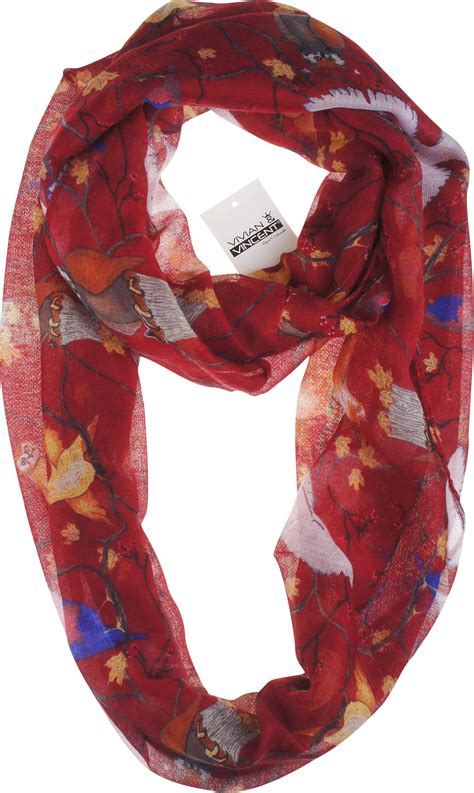 VIVIAN & VINCENT Soft Light Elegant Various Birds Sheer Infinity Scarf