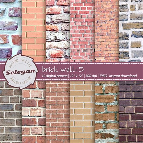 brick wall  digital printable pattern paper  scrapbooking