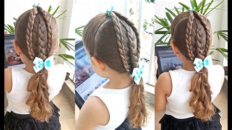 Penteados Infantil Com Tranças Simples - Penteado Infantil com tranças simples, trança inversa e amarração - YouTube