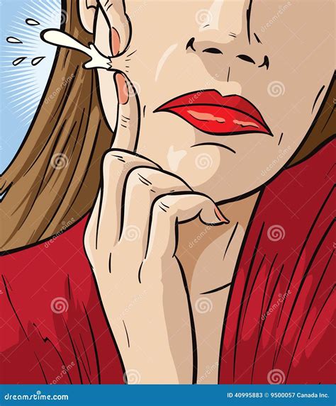 Woman Popping Zit stock vector. Illustration of comic - 40995883
