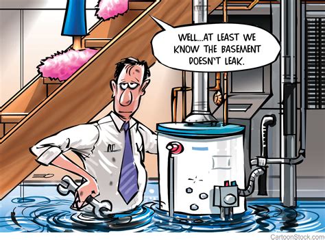 DIY Home improvement basement flood - funny cartoon - plumbing