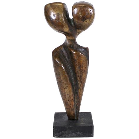 Mid-Century Modern Bronze Cubist Sculpture, Signed F. Prosperi For Sale