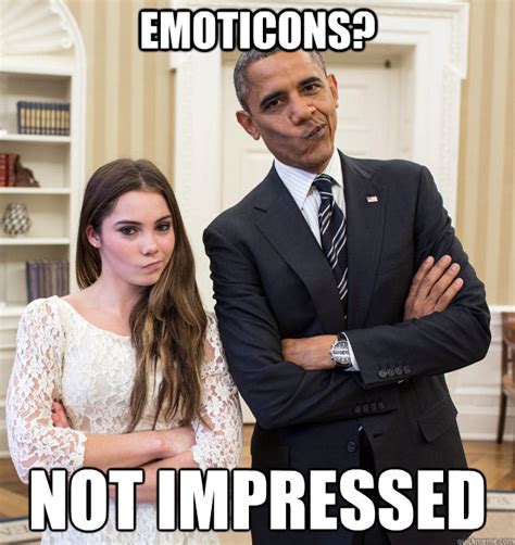 emoticons? NOT IMPRESSED - Obama and McKayla are not Impressed - quickmeme