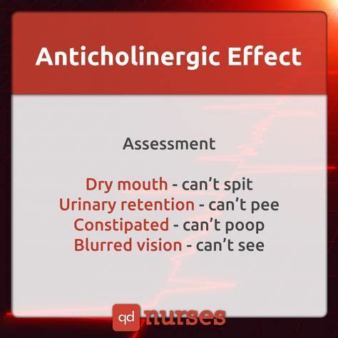 Anticholinergic Effect | Medical surgical nursing, Nursing mnemonics, Nurse